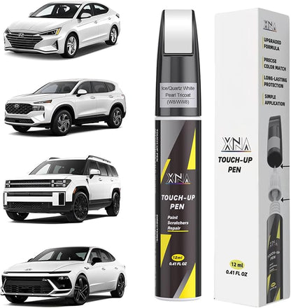 XNA Ice/Quartz White Pearl Tricoat(W8/WW8) for Hyundai Touch Up Paint, Car Scratch Remover for Nicks and Chips Repair, 2-In-1 Quick & Easy Fix Car Scratch Repair Kit with Exact Color-Matched
