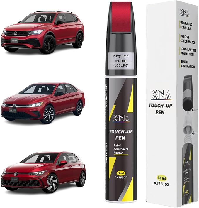 XNA Kings Red Metallic(LC3J/P8) for Volkswagen Touch Up Paint, Car Scratch Remover for Nicks and Chips Repair, 2-In-1 Quick & Easy Fix Car Scratch Repair Kit with Exact Color-Matched