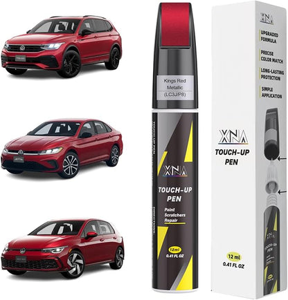 XNA Kings Red Metallic(LC3J/P8) for Volkswagen Touch Up Paint, Car Scratch Remover for Nicks and Chips Repair, 2-In-1 Quick & Easy Fix Car Scratch Repair Kit with Exact Color-Matched