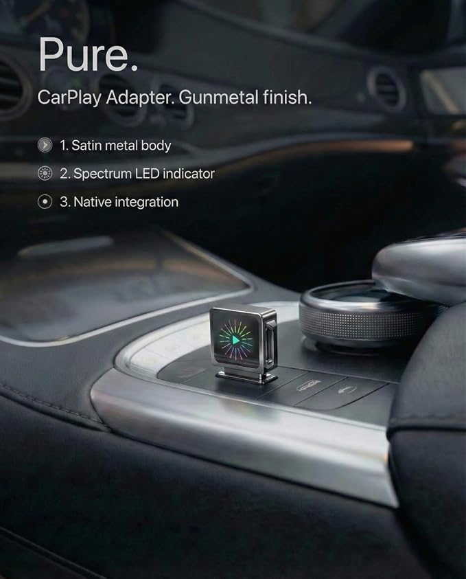 Wireless CarPlay Adapter & Wireless Android Auto Adapter 2-in-1, Requires Factory Wired CarPlay/Android Auto, WiFi 6, Mini Grey Metal Dongle, USB-A Plug & Play, iOS 10+ / Android 11+
