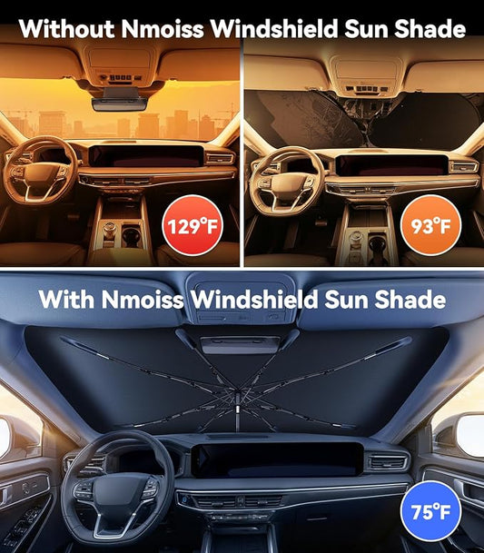 Nmoiss [Vinyl Coating Heat Shield] Windshield Sun Shade Umbrella Fit for Ford Explorer 2011-2026, Protect Car from Sun Rays & Heat Damage Keep Cool and Protect Interior, Accessories