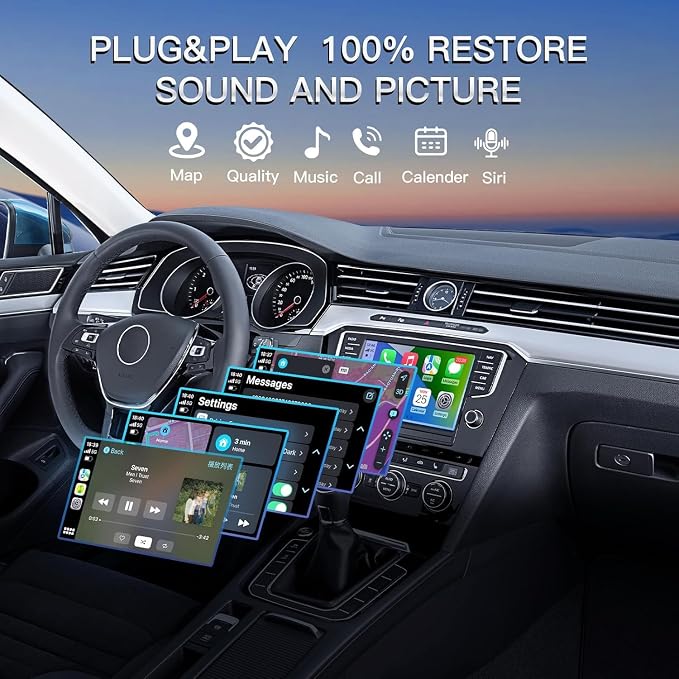 Wireless CarPlay Adapter for Apple iPhone - Converts Factory Wired to Wireless CarPlay, Plug-and-Play, Auto Connect, Compatible with Car from 2014 Onwards & iOS 10 +