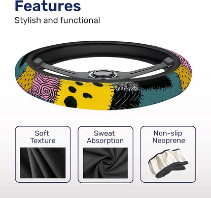 GENANY Nightmare Rag Doll Steering Wheel Cover, Non Slip Polyester Car Wheel Protector for Car SUV Truck, Universal 15 Inch