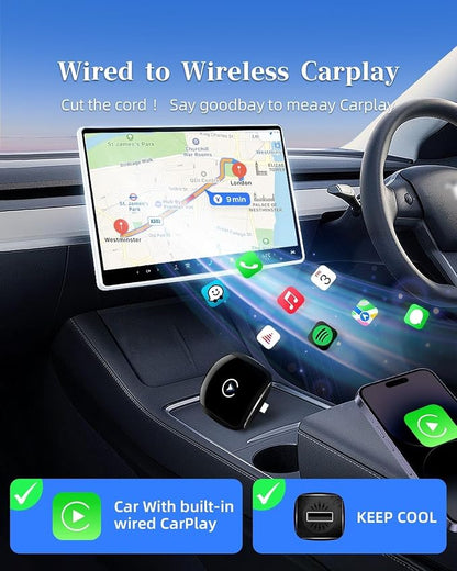Wireless CarPlay Adapter for iPhone ＆ Android,2025 Update, Plug and Play, Small Size,Fast and Stable Connection Wireless Adapter for CarPlay