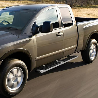 6.75" Running Boards Compatible with 04-24 Nissan Titan King Extended Cab | Pair of Stainless Steel Flat Side Step Nerf Bars for Truck, Heavy Duty Polished Chrome Step Bars