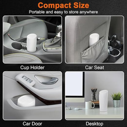 Car Trash Can, Leakproof Mini Car Garbage Can Cup Holder with Lid | Car Door Trash Bin with 20 Trash Bags, Vehicle Front Back Seat Organizers and Storage for Car, Home, Office, White
