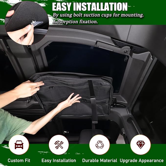 Roof Storage Bags Compatible with Hummer EV Accessories 2022-2026 SUV/SUT Overhead Storage Bag Organizer Cargo with Hardtop Suction Fixing Waterproof Can Foldable Sunshade