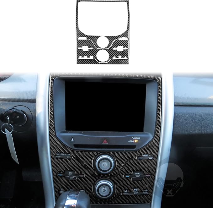 Premium Carbon Fiber Only Compatible with Ford Edge SEL 2011 2012 2013 2014 Accessories Car Central Control A/C Knob Climate Control Panel Cover Interior Trim Sticker Decal Black 1PC