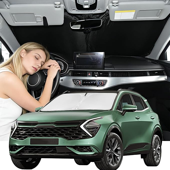 Windshield Sunshade for KIA Sportage 2018-2022 Sun Shade Car Windshield Accessories Upgrade 4 Layers Blocks UV Rays Custom Fit Sportage Car Window Shades Front Windshield Keep Cool Foldable