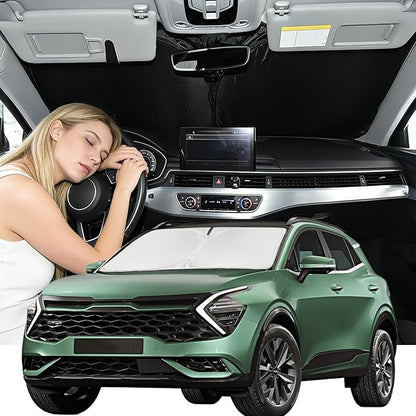 Windshield Sunshade for KIA Sportage 2018-2022 Sun Shade Car Windshield Accessories Upgrade 4 Layers Blocks UV Rays Custom Fit Sportage Car Window Shades Front Windshield Keep Cool Foldable