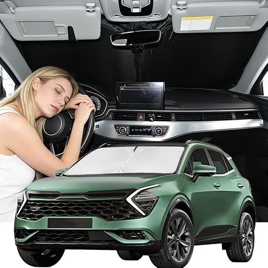 Windshield Sunshade for KIA Sportage 2018-2022 Sun Shade Car Windshield Accessories Upgrade 4 Layers Blocks UV Rays Custom Fit Sportage Car Window Shades Front Windshield Keep Cool Foldable
