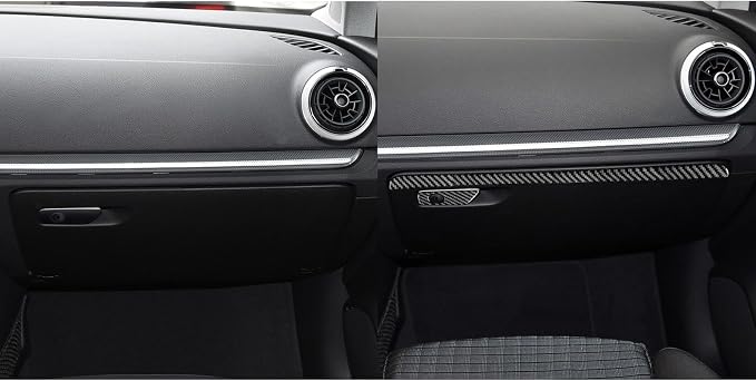 Real Premium Carbon Fiber Sticker Compatible with Audi A3 S3 RS3 8V 2013 2014 2015 2016 2017 2018 2019 Car Glove Box Storage Box Decor Kit Auto Interior Accessories Decal Style A 2PCS Black