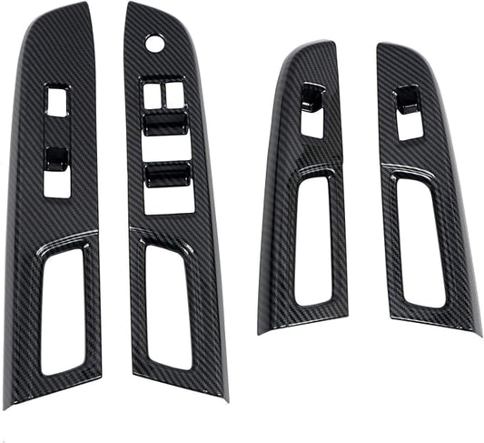 HIGH FLYING Carbon Fiber Grain Car Interior Accessories Window Switch Regular Cover Trim Kit ABS 4pcs LHD ONLY for Subaru WRX STI 2017 (Only Fit Year of 2017)