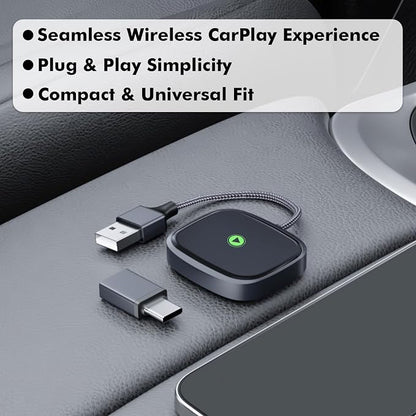 Travel Depot Wireless CarPlay Adapter for iPhone, Converts Wired to Wireless Adapter CarPlay, Plug & Play for Apple Car Play, Fast Auto Connect Bluetooth Dongle Car Streaming Device, Fits 800+ Models