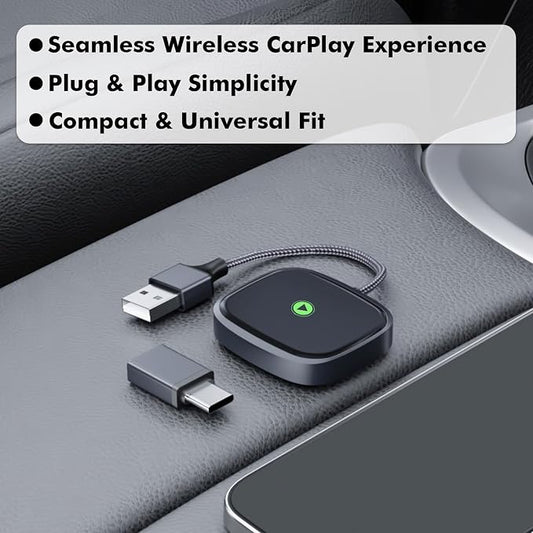 Travel Depot Wireless CarPlay Adapter for iPhone, Converts Wired to Wireless Adapter CarPlay, Plug & Play for Apple Car Play, Fast Auto Connect Bluetooth Dongle Car Streaming Device, Fits 800+ Models