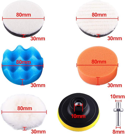 SIQUK 38 Pieces Car Polishing Pad Kit 3 Inch Buffing Pads Foam Polish Pads Polisher Attachment for Drill