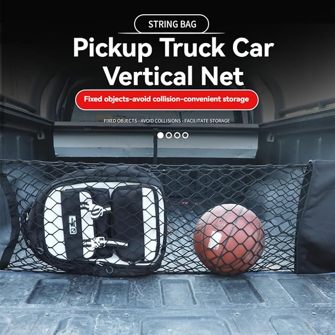 for Ford Maverick Envelope Style Truck Bed Cargo Net - Fits 2013-2024 2025 2026 Maverick Accessories Cargo Net for Pickup Truck Bed - Heavy Duty Carabiners
