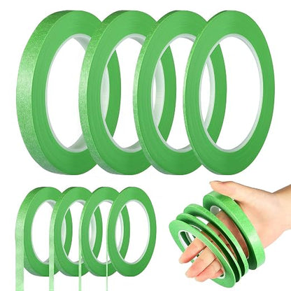 Epakh 4 Pack Painters Tape, Pinstripe Masking Tapes in 1/16, 1/8, 1/4 and 1/2 Inch Wide Suitable for Multi-Surface Automotive DIY Painting Labeling Arts Crafts Car Spray General Purpose(Green,52 yd)