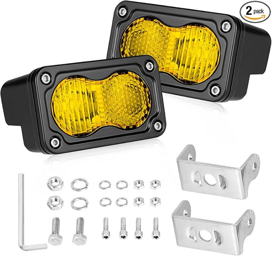 Yellow LED Pods 2Pcs 3" 40W CREE LED Low Beam Yellow Fog Lights | Small Off Road Driving Combo Light Pods Ditch Backup Chase Light Bars for Trucks Trailer Pickup Motorcycle UTV ATV SUV