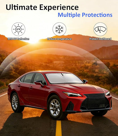 Windshield Sun Shade for 2014-2026 Lexus IS300/IS350/IS500/IS250/IS200t Accessories, Car Front Window Sun Visor Protector & Heat Shield | 240T Sunshade Protection Blocks UV Rays