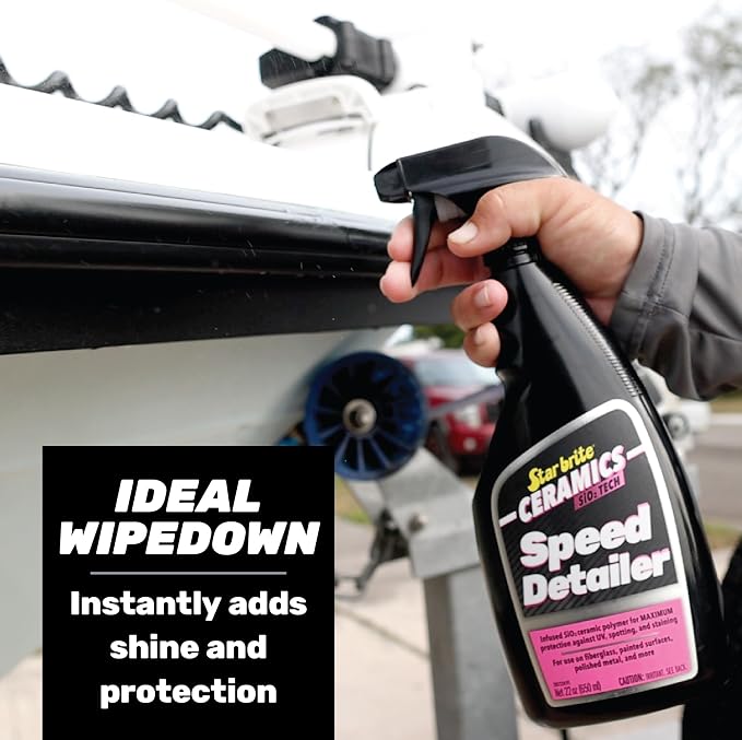 STAR BRITE Ceramics Speed Detailer SiO2 Infused - Ultimate Shine & Protection for Vehicles & Boats, Enhances Water Beading 22 oz Spray (203722)