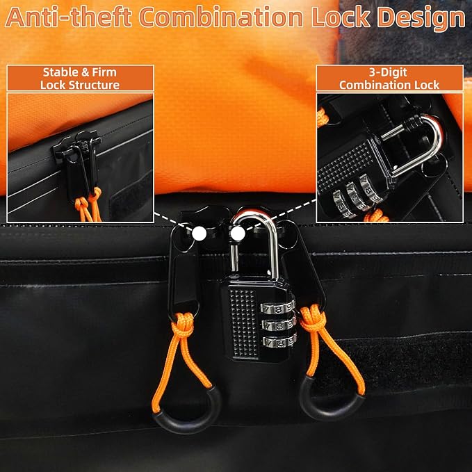 21 Cubic Feet Rooftop Cargo Carrier Bag, Waterproof Heavy Duty Car Roof Bag for SUV Pickup Truck with/Without Roof Racks, Travel Camping Roof Top Luggage Storage with Anti-Slip Mat (Black Orange)