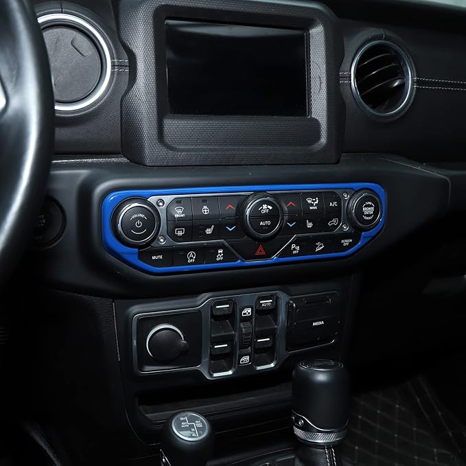 RT-TCZ Air Conditioning Dashboard Center Console Control Trim Panel Cover Interior Accessories Decoration Trim Kit for 2018-2022 Jeep Wrangler JL JLU & Jeep Gladiator JT (Blue)
