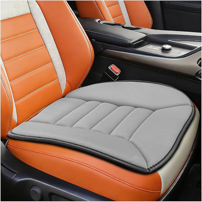 Craedli Car Seat Cushion Pad, Memory Foam Automotive Seats Cushion with Non-Slip Silicone Bottom, Comfort Breathable Pain Relief Vehicle Seat Protector for Home and Office Chairs (Gray)