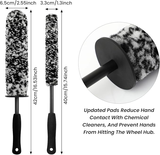 7PCS Wheel Cleaner Brush Kit, Tire Brushes, Rim Cleaner Brush,Car Detailing Brushes, Tire Shine Applicator Pad, Car Wash Tools for Wheels and Tires No Spatter
