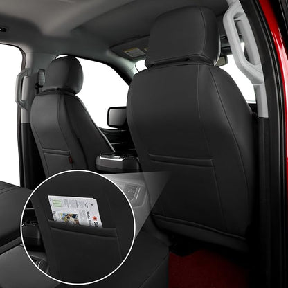 coverdream F150 Seat Covers for 2021-2025 2026 Ford F150 SuperCab XL/XLT & 2023-2026 Super Duty SuperCab XL/XLT,2-Door,Fully Covered,Waterproof Leather Seat Protector(Full Set,Black & Grey)