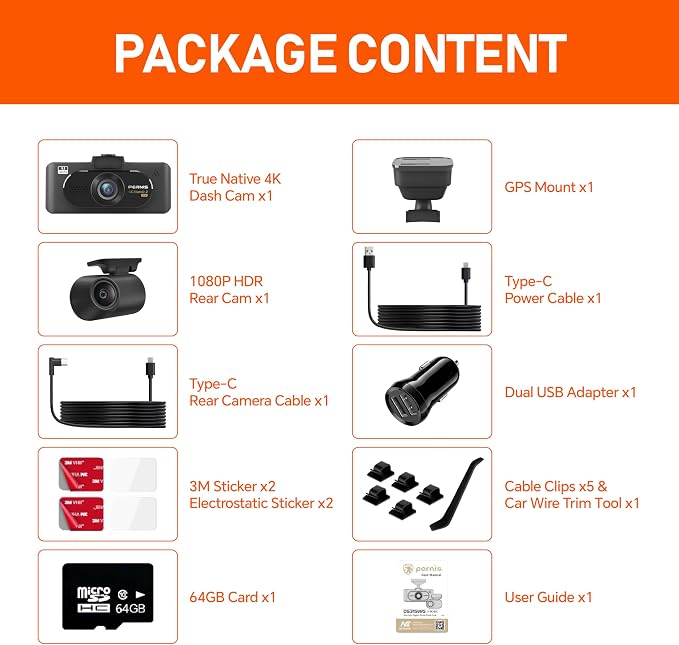 PERNIS 4K Dash Cam Front and Rear, STARVIS 2 IMX675 Sensor, HDR Super Night Vision, 24H Parking Mode,5.8GHz WiFi-20MB/s Fast Download with APP, Dash Camera for Cars with ADAS, 3.16" LCD(DS315 Plus)