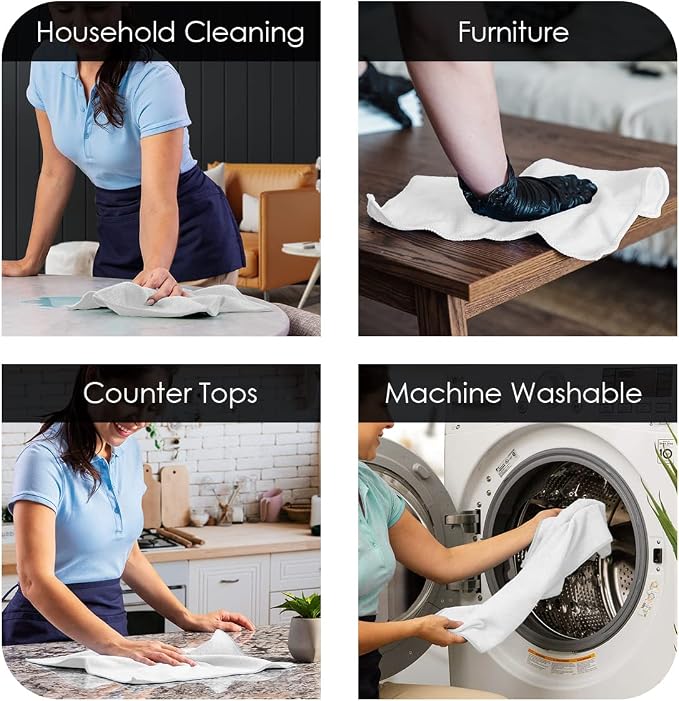 Avalon Towels Microfiber Cleaning Cloths (Value Pack of 36) - Size 16 x 16 Inches, Highly Absorbent Cleaning Rags, Lint Free, Reusable and Washable, Microfiber Towels for Cars