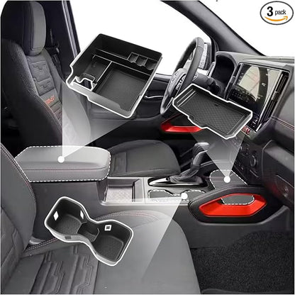 SXCY 3PCS for 2022-2025 2026 Nissan Frontier Center Console Organizer [Front Tray+Cupholder+Armrest Tray] for 2025 2026 Nissan Frontier Accessories 2024 2025 2026 Frontier Console Organizer