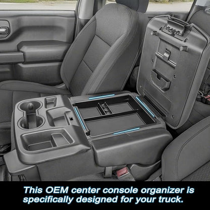 JKCOVER Center Console Organizer Tray Compatible with 2019-2026 Silverado/Sierra 1500 and 2020-2026 Silverado/Sierra 2500HD 3500HD Accessories Armrest Storage Box (Only for Split Bench Seat)