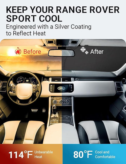 Proadsy 2026 Upgrade Front Windshield Sun Shade Foldable Sunshade Protector Custom Fit for 2014-2022 Land Rover Range Rover Sport SUV Accessories