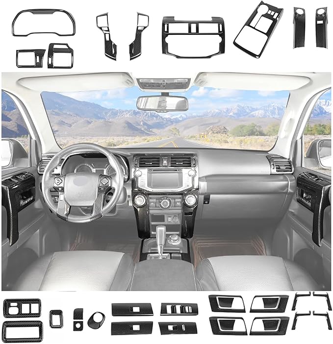 JeCar 31pcs Full Set Carbon Fiber Interior Trim Kit for 2010-2019 Toyota 4Runner Interior Accessories