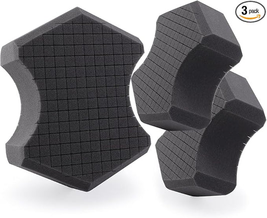 SPTA Ultra Safe Sponge, 3Pcs Car Wash Sponge Latest Foam Technology Safe for All Types of Paint and Wheel Finishes, Easy to Hold Ergonomic Grip for Wash Bucket and Rinseless Washing, Gray -MT045B3