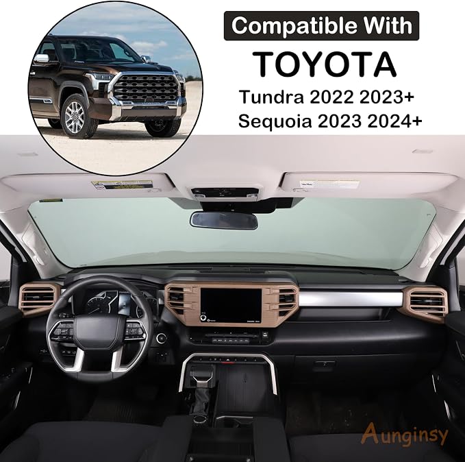 Car Center Console Air Conditioning Outlet Trim Cover Kit Compatible with Toyota Tundra/Sequoia 2022-2026, ABS Dashboard Side A/C Vent Panel Decorative Frame Protector Accessories, For 8-inch Screen