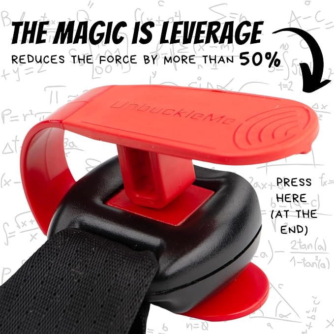 UnbuckleMe Car Seat Buckle Release Tool - Easy Opener Aid for Arthritis, Long Nails, Older Kids - Button Pusher for Infant, Toddler, Convertible 5 pt Harness car Seats - As Seen on Shark Tank (Red)