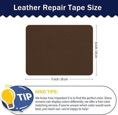Zenyao Leather Repair Patch Tape - Self Adhesive Leather Repair Kit for Car Seat Furniture, Heavy Duty Vinyl Repair Patch for Couch Sofa, Waterproof Fix for Tears, 8x11 Inch Sheet, 2 Pieces, Brown
