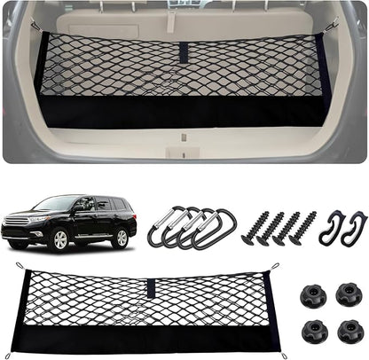 Truck Bed Cargo Net for Toyota Highlander 2020-2025 2026 Accessories, Envelope Style Rear Trunk Mesh Cargo Net, Heavy Duty 5mm Bungee&Double-Layer Nylon Storage Tailgate Netting Holder Organizer