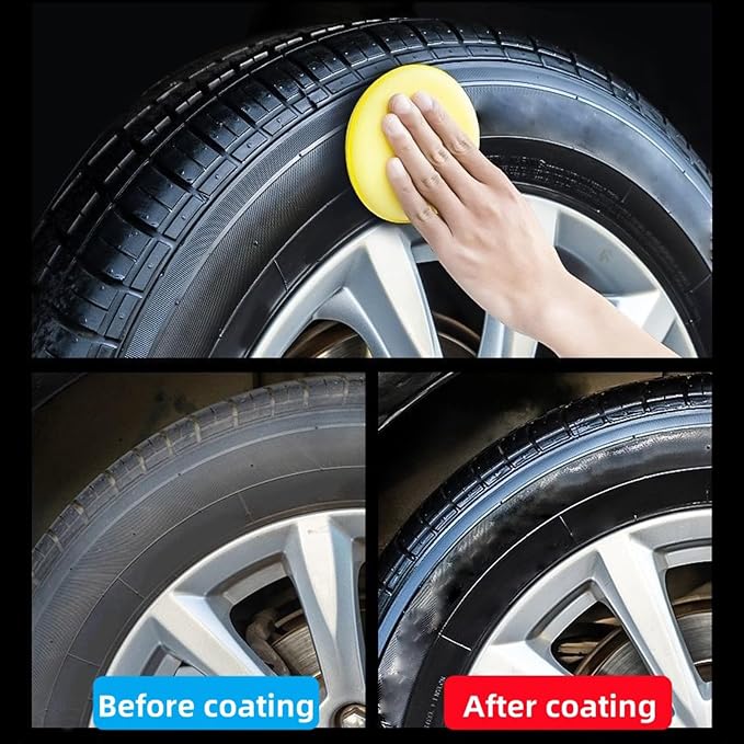 Polish Tire Wax | 50g Multi-functional Tire Cleaner With Sponge | Wheel Maintenance Paste Coating Refurbishment Cream For Marine RV Motorcycle Engine