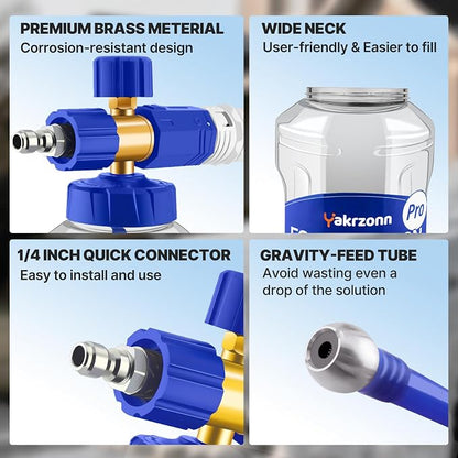 Foam Cannon for Pressure Washer, Professional Car Cannon Lance, 1L Wide Mouth Bottle, 1/4 Inch Quick Connector, 4000 PSI, 360 Rotatable Nozzle, Adjustable Thick Snow Foam, 1.2mm Orifice