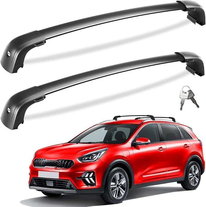 Tuyoung 300lbs Lockable Roof Rack Cross Bars Compatible with KIA NIRO 2017 2018 2019 2020 2021 2022, Heavy Duty Aluminum Roof Rails Crossbars Cargo Bars Canoe Snowboard Rooftop Black Carrier Luggage