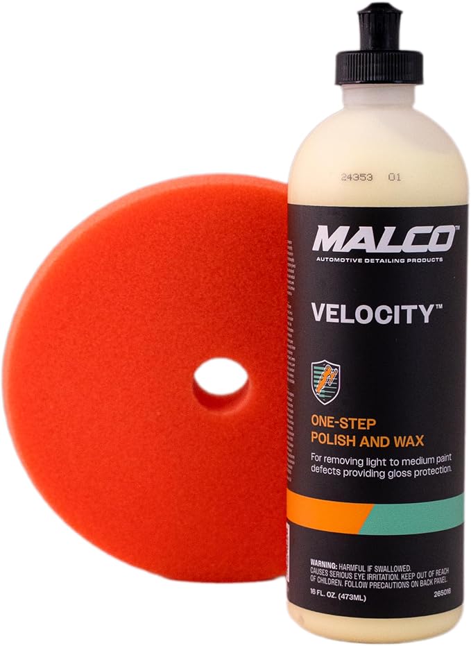 Malco Velocity One-Step Car Polish and Wax (90 Day Protection) - Best Polishing Compound for Automotive Paint Restoration/Scratch and Swirl Remover/Re-Shine and Protect Old Aged Paint (265016)