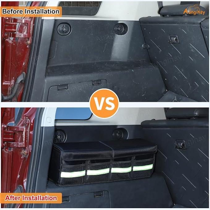 Aunginsy Car Trunk Organizer Compatible with Toyota FJ Cruiser 2007-2021+, Rear Left Side Trunk Storage Box Backseat Hanging Storage Bag Multi-Compartment Oxford Cloth With Lid Cover Accessories