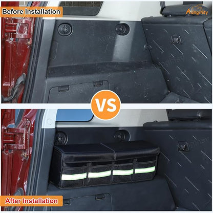 Aunginsy Car Trunk Organizer Compatible with Toyota FJ Cruiser 2007-2021+, Rear Left Side Trunk Storage Box Backseat Hanging Storage Bag Multi-Compartment Oxford Cloth With Lid Cover Accessories