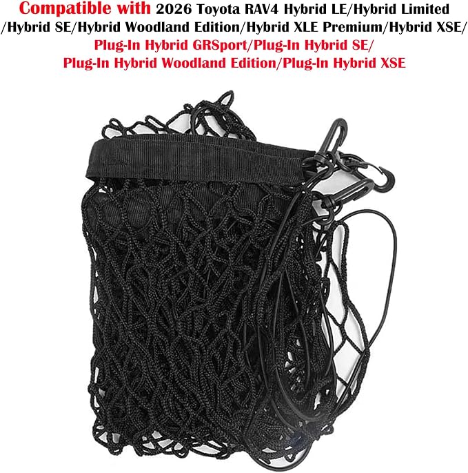 Rear Trunk Organizer Cargo Net Suitable for 2026 Toyota RAV4 Hybrid LE Limited SE Woodland Edition XLE Premium XSE Plug-ln GRSport Rear Trunk Mesh Cargo Storage Net Bag