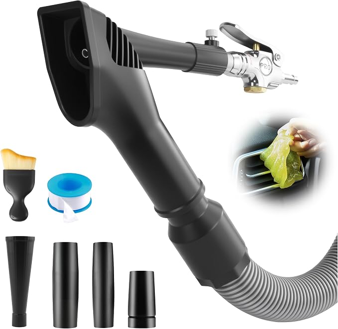 GOCCIDA 2IN1 Car Interior Detailing Air Blow Gun & vacunm Gun with Adjustable Air Flow Nozzle,Cleaning Gun Quickly Blasts Dirt and Dust from Surface Works with Air Compressor(Upgrade Rotate Tube)