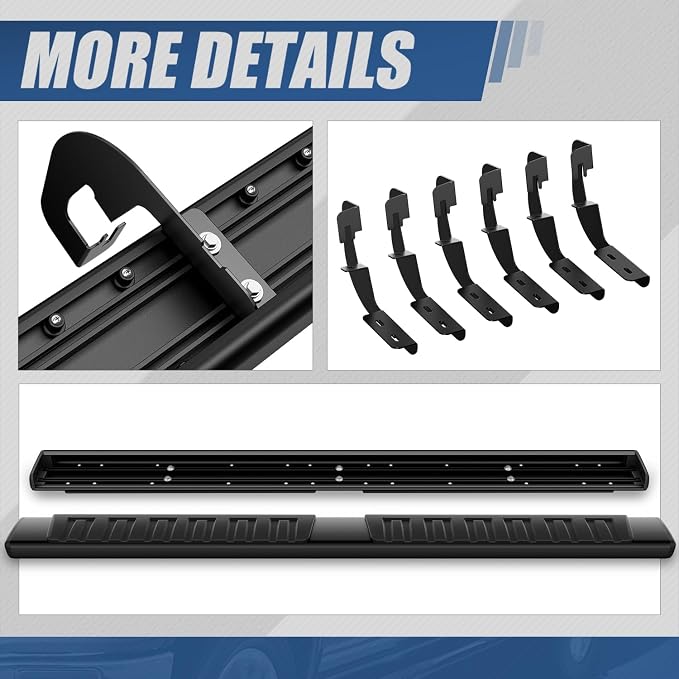 Auto Dynasty Running Boards Compatible with 2007-2019 Chevrolet Silverado GMC Sierra 1500 2500HD 3500HD Extended Cab, Stainless Steel Side Step Rail Nerf Bars, 6.3" Step Bars, Black Powder Coated